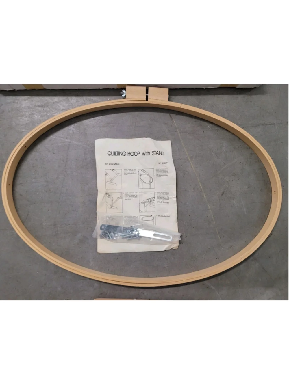 Vintage Quilting Hoop With Stand Oval Wood Frame 18x27 Sewing Embroidery NEW NOS